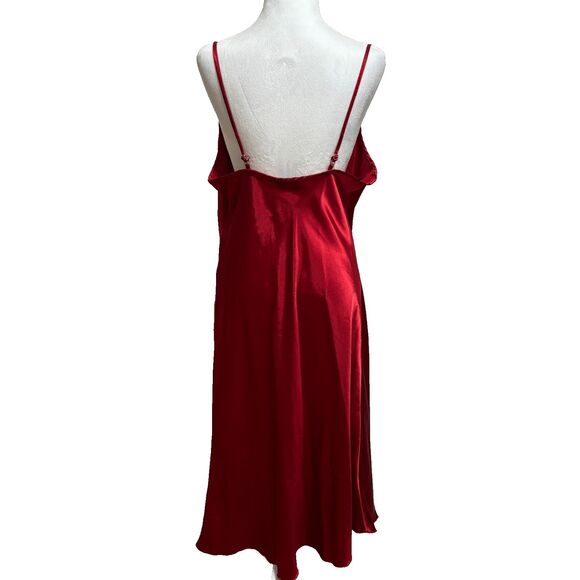 Vintage Bebe Slip Dress Sz L Red Midi Satin 90s Y2K Glam Holiday Formal Wedding - Picture 3 of 9